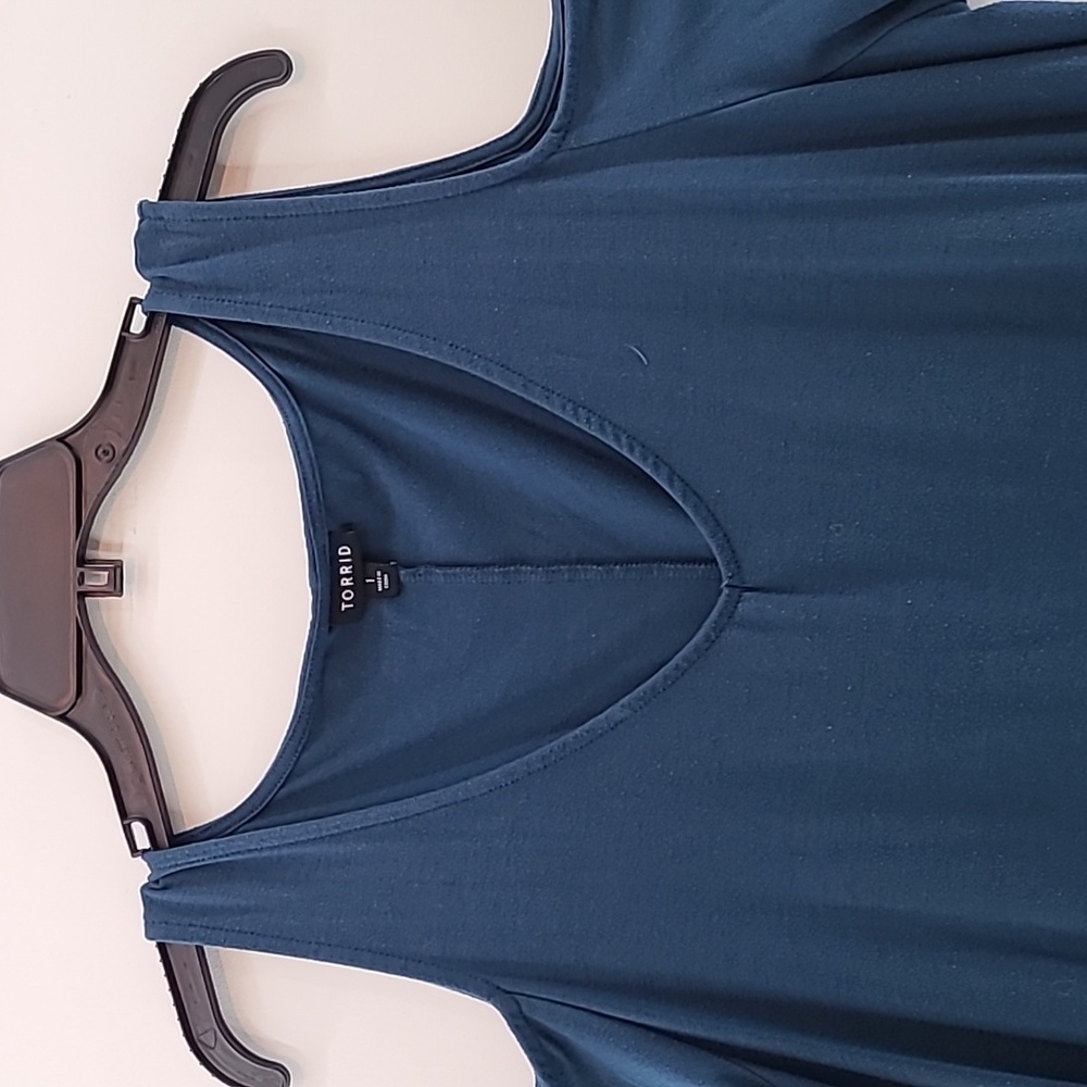 TORRID Women's Teal Cold Shoulder Dress‎ with Shark Bite Hem - Size 1X